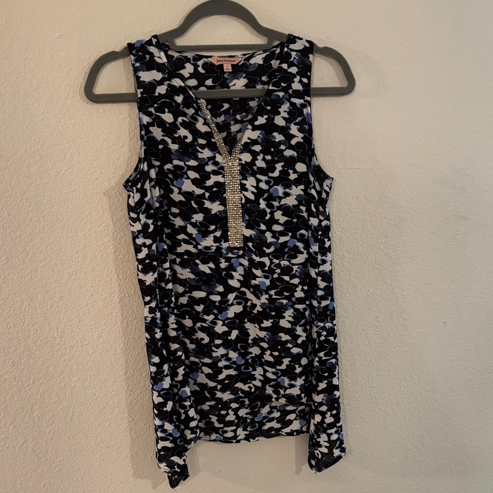 Juicy Couture Black and Blue Floral Top